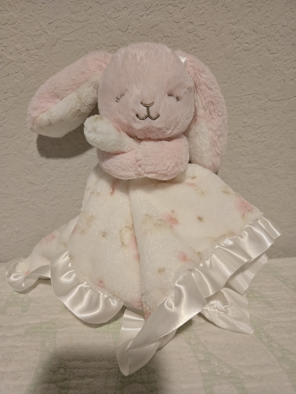 Adorable Little Me Pink Bunny Rattle Security Blanket Lovey.
